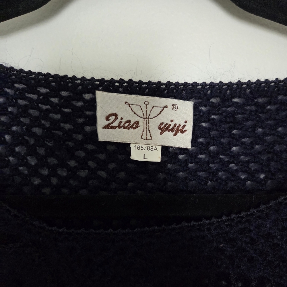 Ziao Yiyi Mohair Knit Sweater Navy Blue Sz Large - Picture 4 of 10